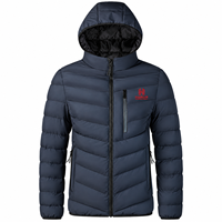 Veste matelassée à capuche bleu marine personnalisée la plus vendue avec poches zippées, fabricant de vestes d'hiver en gros par Harbour INTL