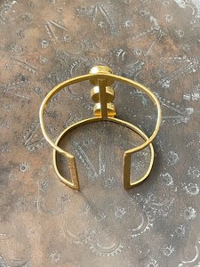 Gold Plated Brass Onyx Open Cuff <b>Bracelet</b> Classic Handmade Jewelry Unisex Fashion Bangles Bezel Setting Four Gemstone Design - Product Image 4