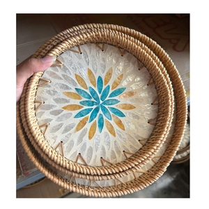 ถาดเสิร์ฟอาหารเช้าหวายธรรมชาติฝังมุก - Product Image 5