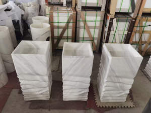 Independiente Piedra Natural Vanidades Pedestal Italia Blanco Lujo Carrara Mármol Lavabos - Product Image 6