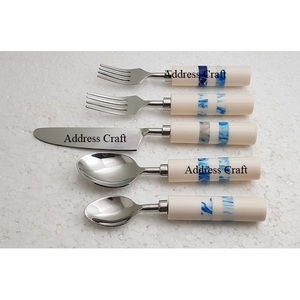 High Demanded <b>Gold</b> <b>Cutlery</b> With Resin Beaded Handle Silverware <b>Gold</b> Plated Flatware Set For Home Hotel Place Setting Tableware - Product Image 5