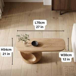 Mesa de Centro Escultural de Madera Maciza, Mueble Moderno de Estilo Japandi Orgánico, Mesa Auxiliar con Pedestal, Mesa Lateral de Estilo Orgánico Moderno - Product Image 6