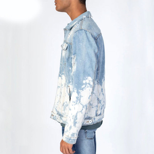 Chaqueta de Mezclilla para Hombre, Estilo Bomber con Cierre, Forro de Lana, Transpirable, para Invierno - Product Image 1