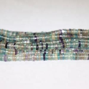 Cuentas de corte de rueda de 16 pulgadas facetadas de fluorita natural, cuentas Heishi de 6 mm de altura, hebras de piedras preciosas sueltas en forma de neumático - Product Image 1