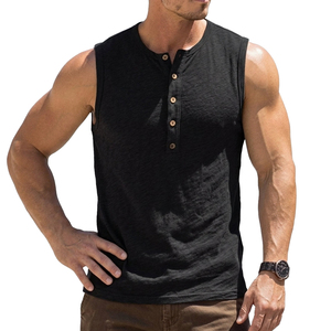 Camiseta Henley sin mangas para hombre, personalizada OEM, elegante, informal, estilo urbano, transpirable, a la moda, al por mayor. - Product Image 1