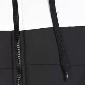 Veste matelassée à capuche imperméable pour homme, fermeture éclair, coupe-vent, style décontracté, noir et blanc, rembourrage en polyester - Product Image 5