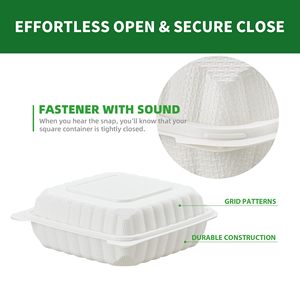 Home Richfull Heavy-Duty Waterproof <b>Plastic</b>-Lined Clamshell Disposable Biodegradable Eco-Friendly Bagasse Leakproof Potato Chips - Product Image 4