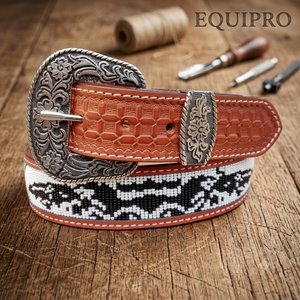 Ceinture Polo en Cuir Rayée Décontractée Equipro avec Boucle en Alliage à Cadre Carré, Design Brodé Durable, Largeur 3,5 cm, Longueur 110 cm - Product Image 2