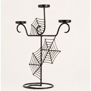 Candelabro de Metal Hecho a Mano con Diseño de Telaraña, Portavelas de 3 Niveles para Decoración de Casas Encantadas, Artículos para Fiestas de Terror en Interiores - Product Image 3