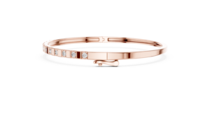 Rose Gold Diamond Accent <b>Slim</b> Bangle Bracelet Elegant Women Luxury Hinged Cuff Bracelet Wedding Party Gift Jewelry - Product Image 4
