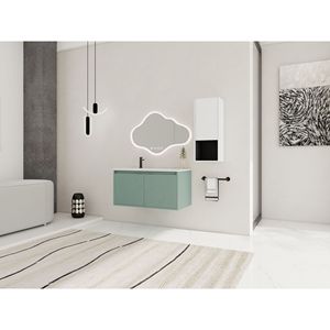 Meuble-lavabo flottant de 36 pouces avec vasque en résine en forme de goutte, armoire latérale à fermeture douce, combinaison C-00212WHK 05836GGE - Product Image 3