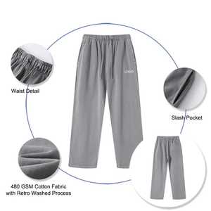 Pantalon de survêtement classique pour homme, en toile brodée, décontracté, coupe droite ample, taille élastique, jambe large, style vintage - Product Image 2