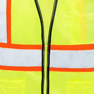 Chaleco de Seguridad Reflectante de Alta Visibilidad Unisex, Ropa de Trabajo de Poliéster con Bolsillos y Franjas Naranjas - Product Image 4
