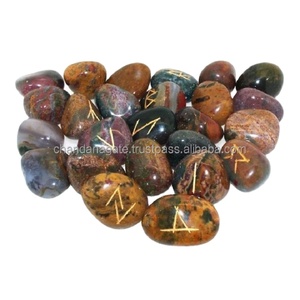 High Quality Ocean jasper <b>Crystal</b> Rune <b>Set</b> Natural Wicca Energy Stone for Intuition Reiki Meditation Protection Viking Runes - Product Image 1