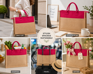 Professional Eco-Friendly Jute Tote <b>Bag</b> Zippered Handle Custom Logo Option <b>Medium</b> <b>Size</b> Groceries Supermarket Use Sustainable - Product Image 6