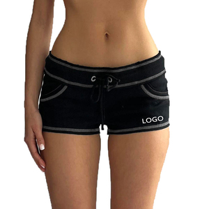 <b>Women's</b> Sporty <b>Black</b> Knitted 100% Cotton Color Blocked Mid Waist Drawstring Pockets Breathable Regular Fit <b>Shorts</b> - Product Image 2