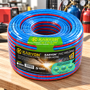 สายเชื่อมพีวีซีเสริมแรง KARYON ขนาด 6 มม. (ด้านใน) 12 มม. (ด้านนอก) รับแรงดัน 20 บาร์ สายแก๊สแบบยืดหยุ่น สีแดงน้ำเงิน สำหรับอุตสาหกรรมในสหรัฐอเมริกา สหราชอาณาจักร มาเลเซีย เอเชีย - Product Image 1