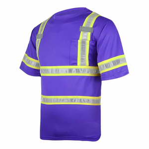 T-shirts de travail haute visibilité pour les ouvriers du bâtiment avec bandes réfléchissantes, logo personnalisé, caractéristiques de sécurité pour les commandes en gros - Product Image 2