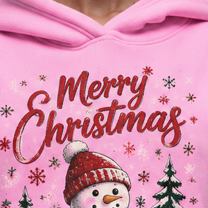 OEM <b>Christmas</b> Hoodie 100% Polyester Casual Style Sublimation Printed Personalized Holiday Pullover Snowman Graphic <b>For</b> <b>Women</b> - Product Image 3