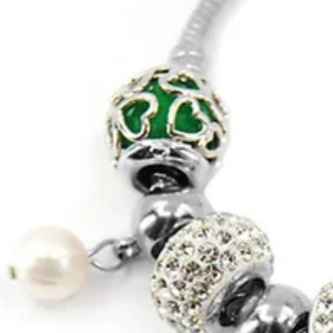   Bracelet de perles Shield pour femmes, élégant, vert, rose et or, charme en perles, bijoux tendance, accessoire de poignet stylé - Product Image 2