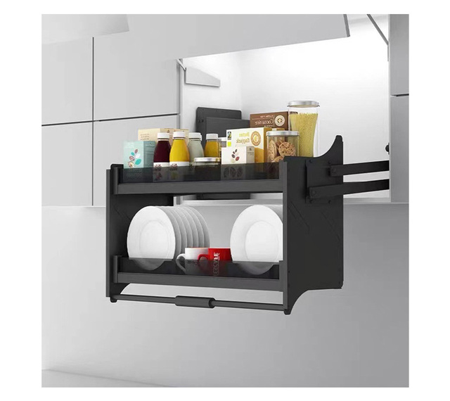 Modern Hotel Kitchen Accessories Storage Elevator Basket Pull Cabinet Shelves Organizers Pull-out Spice Basket Eco-Friendly