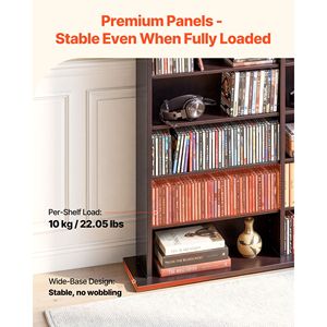 8 Tier DVD Shelf Organizer 55.91 X 8.66 X 51.18 Multimedia <b>Storage</b> Cabinet for CDs DVDs Books Bookcases - Product Image 3