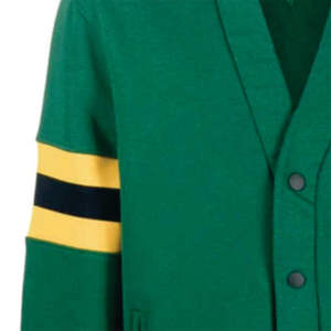เสื้อคาร์ดิแกนคอวีสีเขียวลายทางสีเหลืองและสีดำแขนยาวถักนิตติ้งสไตล์ลำลองสำหรับผู้หญิงใส่ในฤดูใบไม้ร่วงพร้อมลายตัวอักษรกรีก - Product Image 5