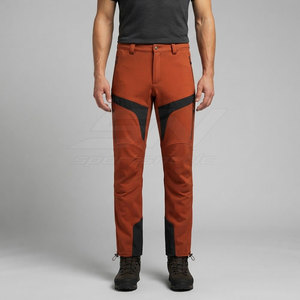 Pantalon de randonnée pour homme avec tissu extensible, poches zippées, empiècements articulés aux genoux et coupe ajustée confortable - Product Image 3