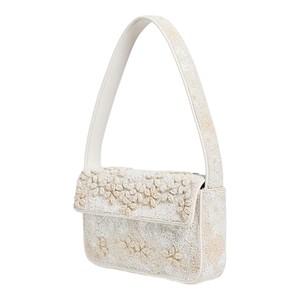 Sac à bandoulière perlé fait main pour femme, brodé, motif rayé jaune citron, pochette de soirée avec poignée - Product Image 2