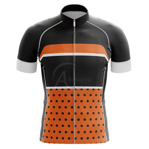 Ensemble de maillot de cyclisme pour homme, noir et orange à pois, manches courtes, vêtements de vélo, uniforme de cyclisme, tenue d'équipe - Product Image 4