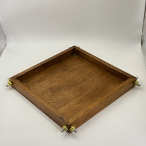 Plateau de service en bois d'acacia pour desserts, apéritifs, fruits, biscuits, sauces - Décoration pour la maison et les restaurants - Plats et assiettes en bois à prix réduit - Product Image 2