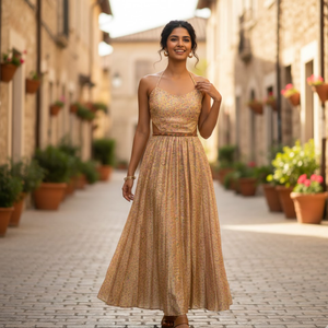 Robe longue en soie Habutai florale à fines bretelles, dos nu, sexy, pour femme, idéale pour les soirées de jardin estivales et les resorts de luxe - Product Image 1