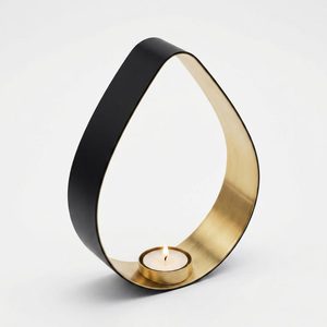 Portavelas de Latón de Lujo Hecho a Mano de 18 cm con Cinta de Latón Negra sin Fin para Decoración del Hogar, Hoteles, Bodas, Regalos de Mesa - Product Image 3