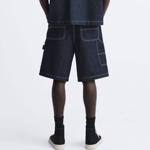 Custom Men's Snow Wash Acid Wash Denim Cargo <b>Shorts</b> High Waist Breathable Hip Hop Style 100% Cotton <b>Woven</b> Fabric Summer - Product Image 5