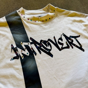 Mens Introvert Graphic T Shirt Oversized Streetwear Studded Tee Vintage Wash Distressed <b>Hip</b> Hop Casual Urban Fashion Top - Product Image 6