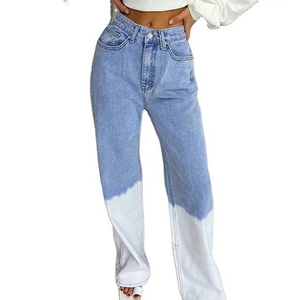 Jeans de Mujer de Corte Regular en Dos Colores Lisos, Pantalones Casuales de Mezclilla con Bolsillos Laterales, 100% Algodón, Rectos, Transpirables, Bordados - Product Image 5