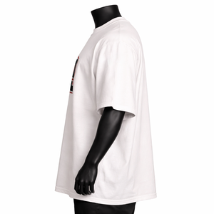 T-shirt blanc à manches courtes pour homme, col rond, coupe décontractée, color-block, jersey polyester 220g - Product Image 4