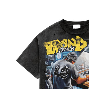 <b>Men's</b> Oversized Short Sleeve Silk Screen Printed Formal T-Shirt <b>Turtleneck</b> 100% Cotton Woven Regular Fit with Pattern Front Logo - Product Image 3