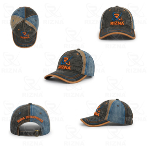 Gorra de Béisbol RIZNA de Mezclilla Twill, 6 Paneles, Ajustable, Unisex, Estilo Casual Vintage, Lavada, con Logotipo Bordado en 3D en el Panel Frontal, Azul, Algodón, Metal - Product Image 6
