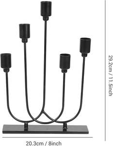 Fireplace Candelabra Black Metal Taper Candle Holders Candlesticks Set 5 Arm Iron Candle Holder for Party Decorations - Product Image 4