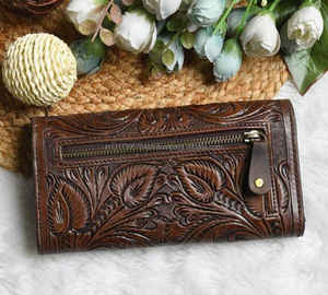 Pochette en cuir de fourrure usinée Vintage légère pour femmes - Product Image 2