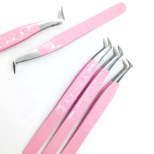 Pince à épiler de précision en acier inoxydable, pointe lisse, rose, outil de beauté pour extensions de cils et mise en forme des sourcils - Product Image 2