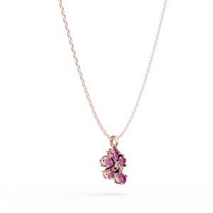 Collar con colgante de flor de plata 925 chapado en oro rosa con cristal rosa y diamantes de imitación para mujer, uso diario, estilo lindo, cadena de serpiente - Product Image 2