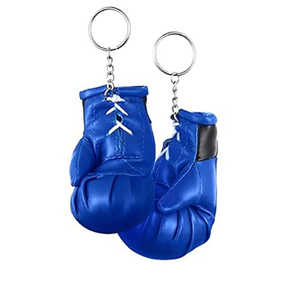 Porte-clés mini-gants de boxe bleus en similicuir à lacets, unisexe, pour équipement de boxe - Product Image 1