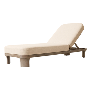 Chaise longue sculpturale durable en teck, minimaliste, avec dossier réglable, pour extérieur, mobilier moderne pour patio, villa, resort - Product Image 1