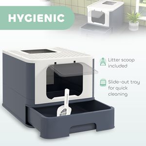 White XL Smart <b>Cat</b> Litter <b>Box</b> with Easy Clean Front Entry Top Exit for Large <b>Cats</b>-Plastic Material - Product Image 6