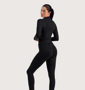 Women's <b>Black</b> Full <b>Sleeve</b> Stand Neck Zipper Front Yoga <b>Top</b> Solid Color Seamless Active Sportswear <b>Long</b> <b>Sleeve</b> Stretchy Jacket - Product Image 4