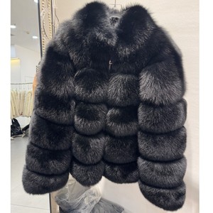 Chaqueta de Hombre de Manga Larga, Tallas Grandes, Gruesa, de Lujo, con Cuello Alto, Abrigo de Piel de Zorro Real Negra para Hombre - Product Image 2