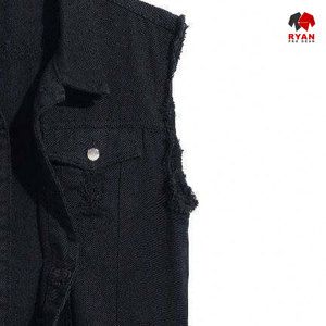 Gilet en jean personnalisé Ryan Pro Gear pour hommes, fermeture à boutons, tissu respirant avec logo personnalisé - Product Image 5