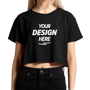 Camiseta Corta para Mujer, Cuello Redondo, Color Sólido, Informal, Verano, Transpirable, 100% Algodón, Camiseta Corta Estampada - Product Image 4